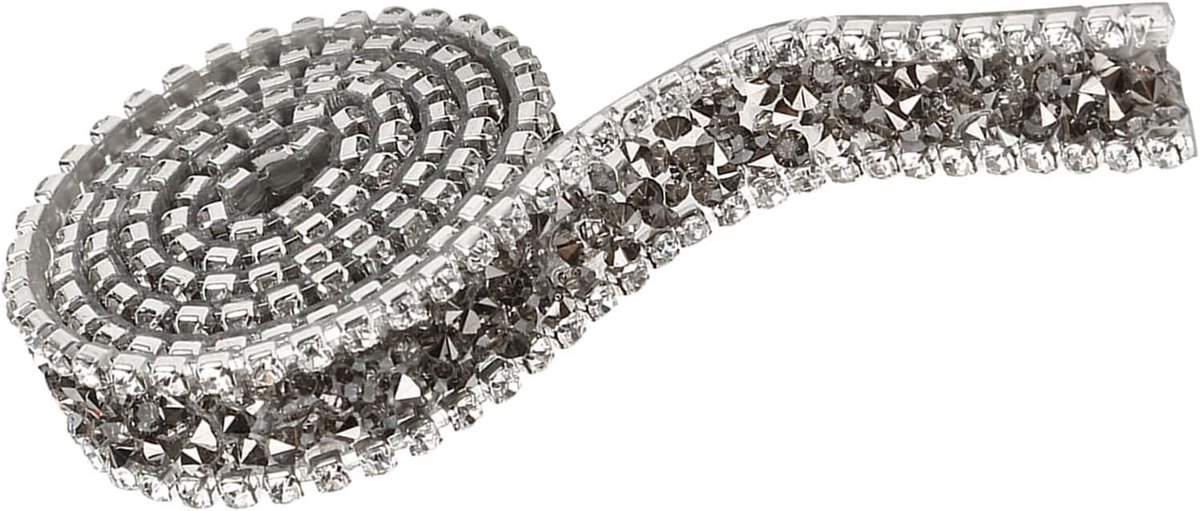 SnelShoppen - Crystal Diamond Wrap Roll Grijs, Decoratieve Band met Sprankelende Steentjes voor Jurken, Riemen, Haarspelden en Kragen, 1 Yard