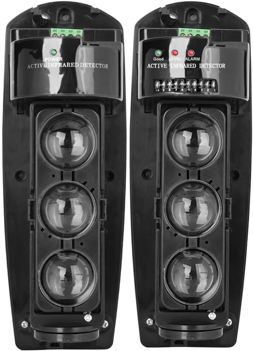 SnelShoppen - Triple Beam Detectors Alarm Systeem - Draadloze Photo Electric Infrared LED Detector - Veiligheidssysteem voor Thuis - Hoogwaardige Drie