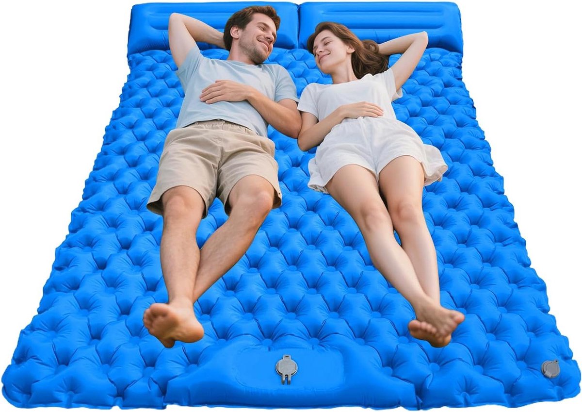 Camping Slaapmat - Luchtbed Kamperen - Outdoor Avonturen - Dubbellaagse Constructie - 190x120x5 cm - Blauw