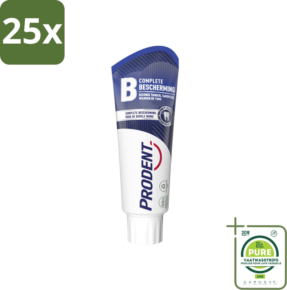 25 x Prodent – Tandpasta – Complete Bescherming – Pro-Zinc Technologie – 75 ml - Grootverpakking - Tandpasta - Mondgezondheid - Antibacteriële Tandpasta - Pro-Zinc - Fluoridetandpasta