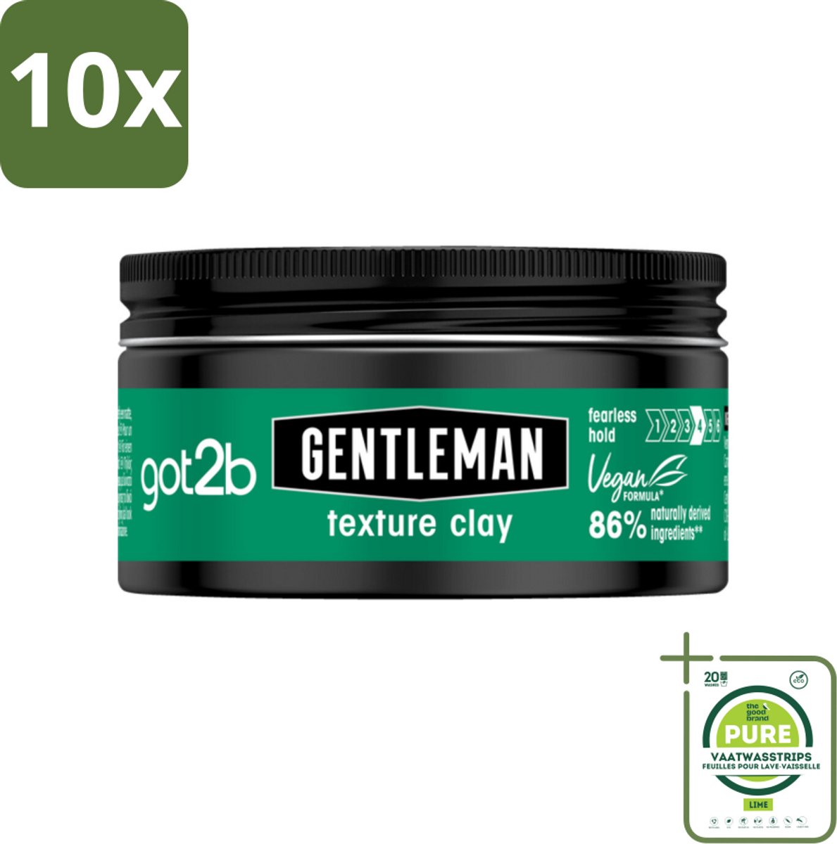 10 x Got2B - Texture Clay - Gentleman - 100 ml - Grootverpakking - Natuurlijke Haarlook - Matte Finish - Herenkapsel - Textuurklei - Stijlvol Haar