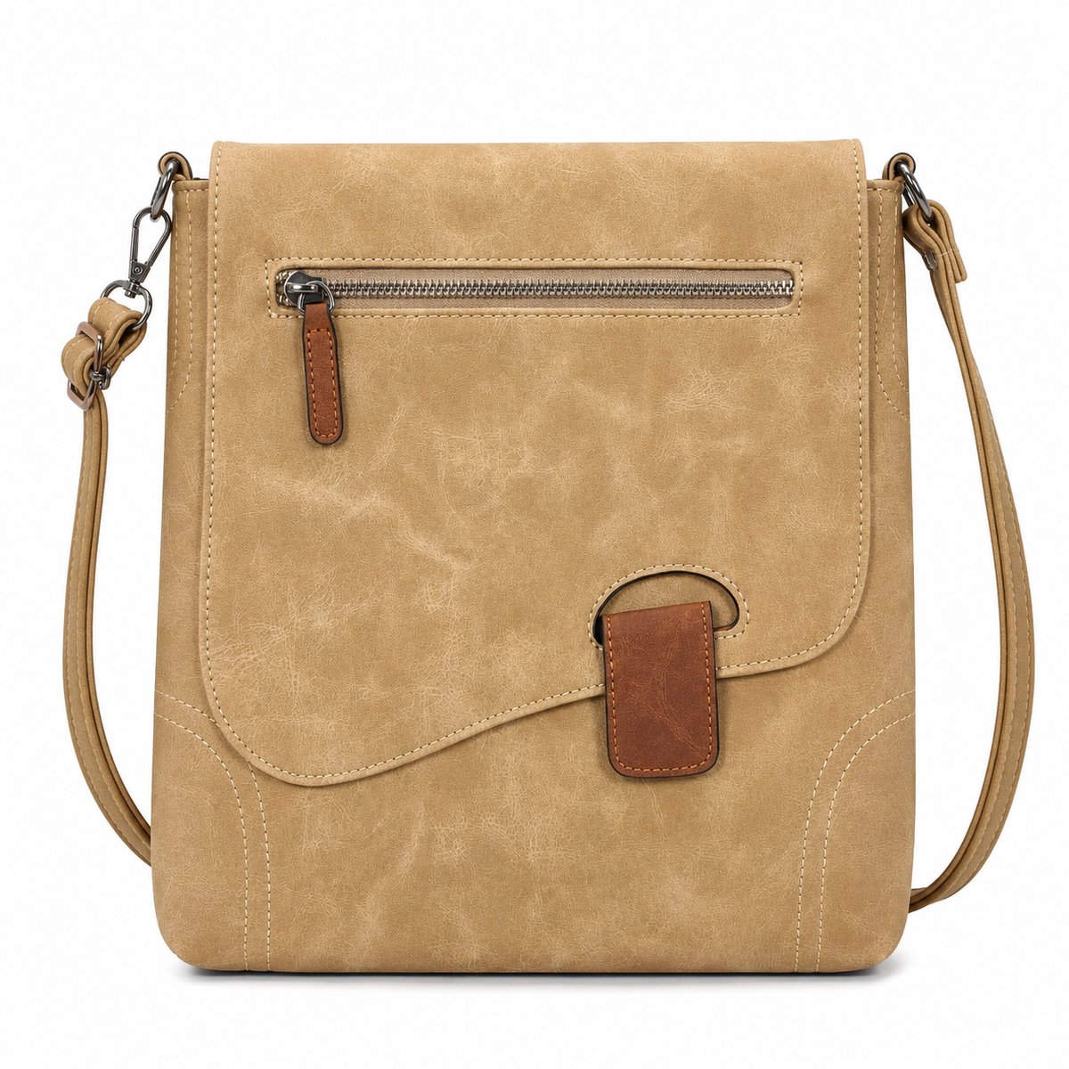 THL Design - Dames Schoudertas Crossbody - Klepsluiting - Taupe