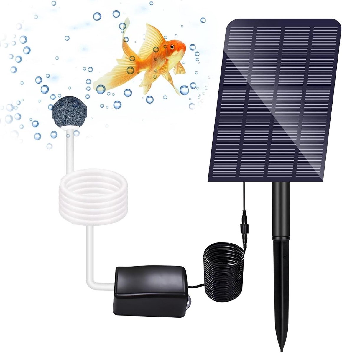 Vijverbeluchter Zonne-energie - Zuurstofpomp Aquarium - Waterkwaliteit Verbeteren - Geluidsarme Werking - 20 x 25 x 4 cm - Zwart