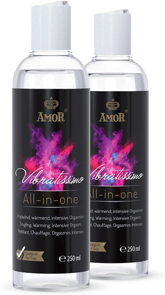 Vibratissimo Play Gel all-in-one 2x250 ml I Glijmiddel verwarmend, tintelend & hoogtepunt versterkend I Waterbasis glijmiddelen I voor speeltjes & latexcondooms I water gebaseerde smering