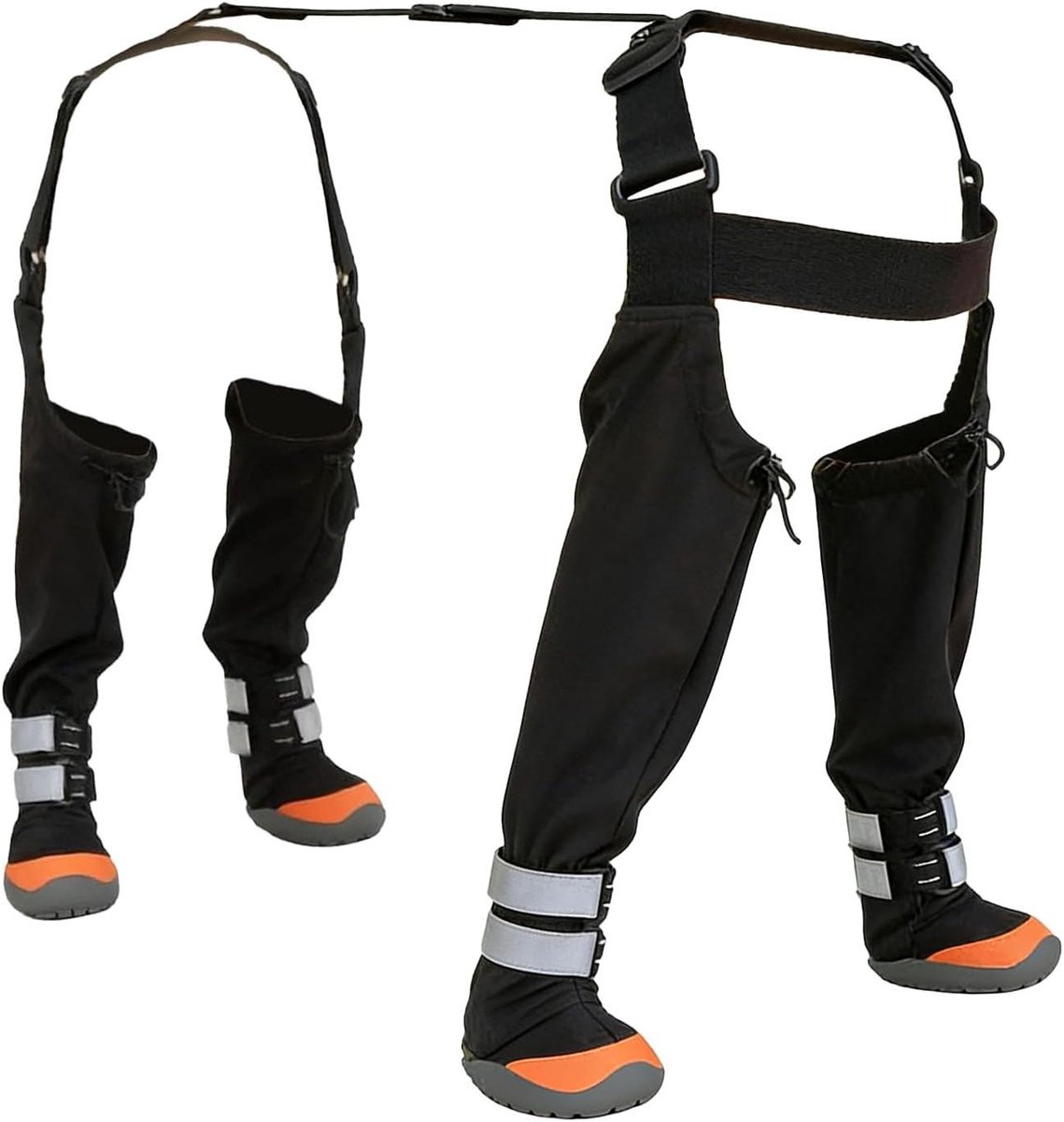Hondenlaarzen met bretels - Hondenschoenen Pootbeschermers - Poten Beschermen - Waterdicht en Antislip - Maat 2XL - Zwart