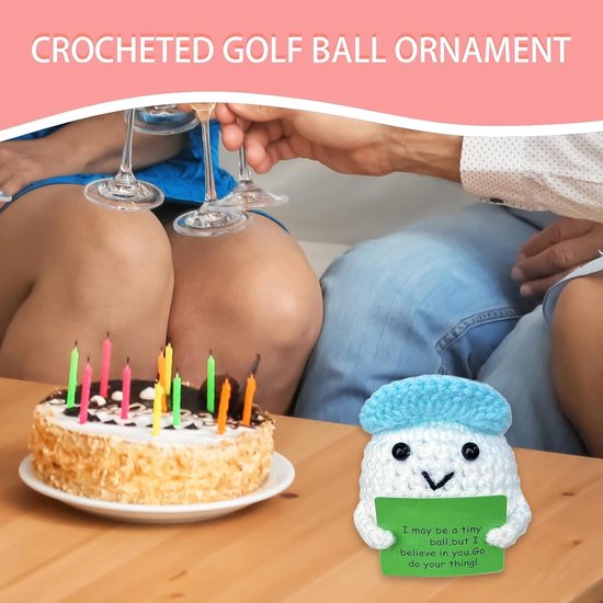 Gehaakte Knuffel - Golfbal Pop - Decoratie Kantoor - Handgemaakt Vakmanschap - 6 cm - Enkel kenmerk — afbeelding 2