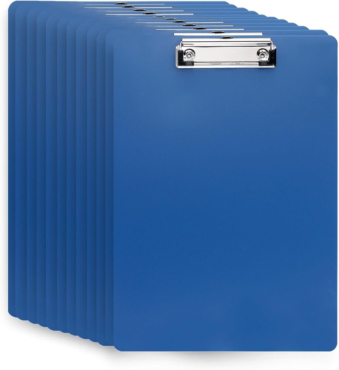 Pack of 12 Clipboard A4, 31.5 x 22.5 cm, Blue Plastic Writing Plate, Clipboards A4 for Office and School, Writing Board - ShopVlot