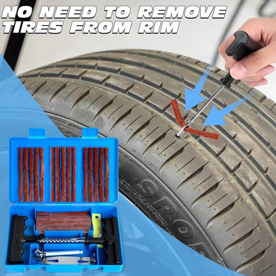 Bandenreparatieset - Autobanden Herstel - Voertuig Onderhoud - Heavy Duty Gereedschap - 48 Delig - N.v.t. — afbeelding 3