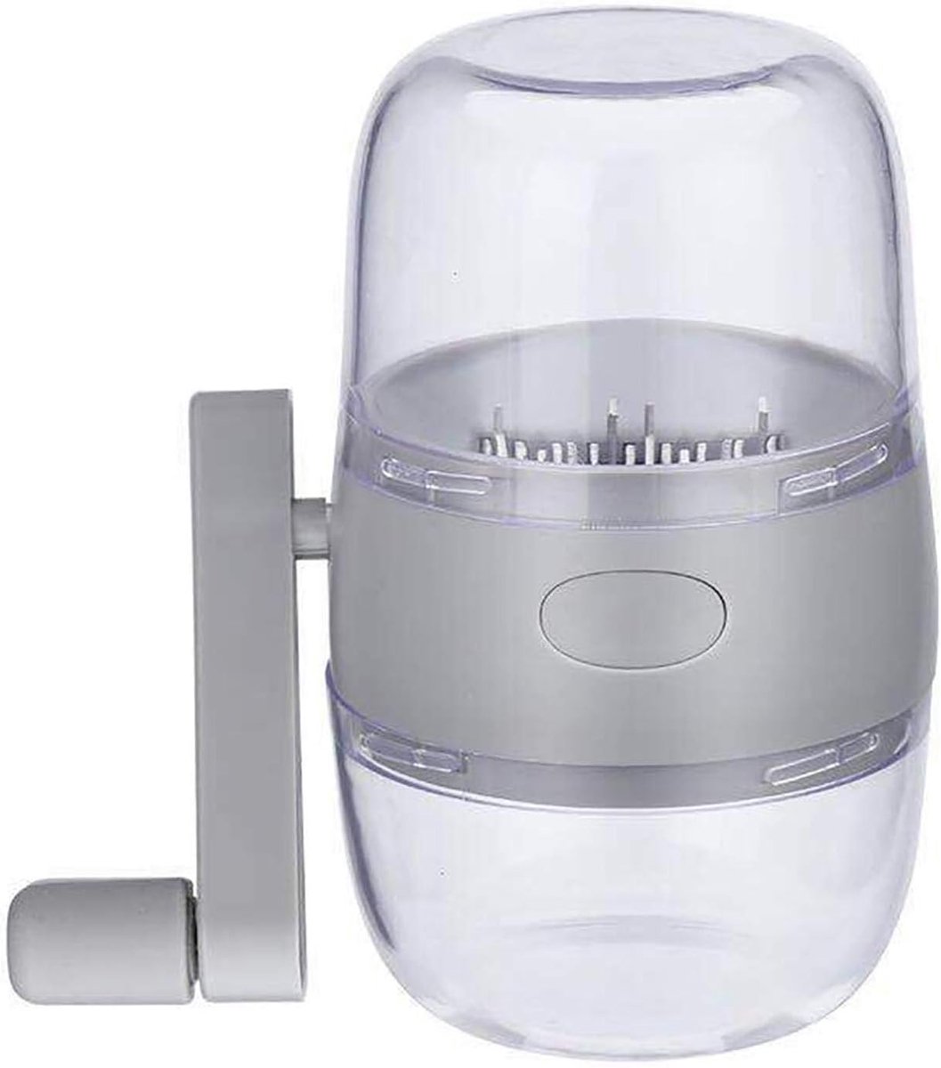 Nut Chopper - Portable Manual Nut Grinder with Hand Crank For All Nuts - Hand Held Food Shredder Cutter Mincer Blender Meat Grinder Kitchen Tool for Making Toppings - Grey