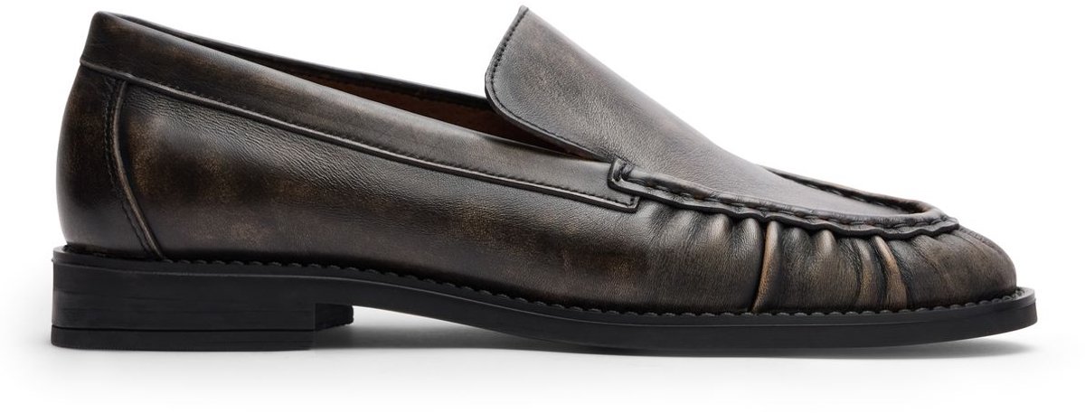 Sacha - Dames - Greywashed leren loafers met rimpel design - Maat 36