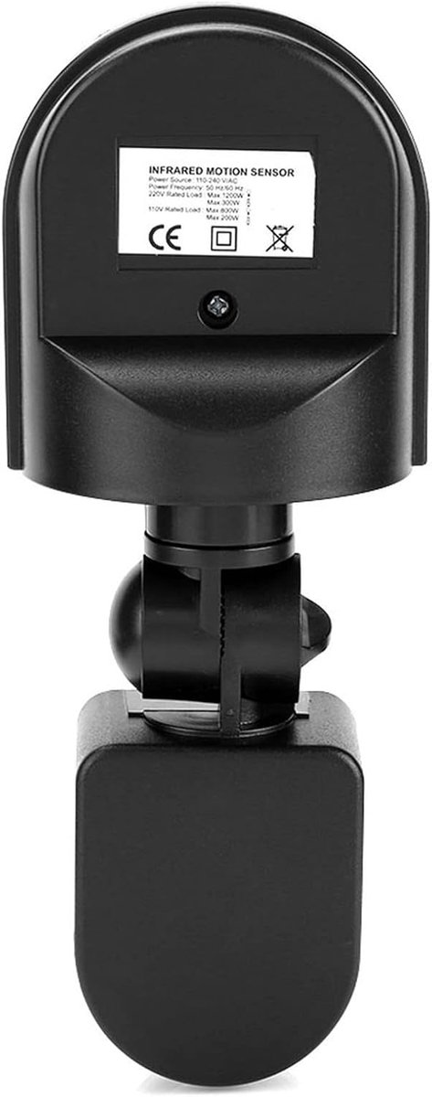 SnelShoppen - PIR Sensor Schakelaar 110V 240V Instelbaar Infrarood Buiten IP65 Waterdichte Detector Lamp Zwart voor Huishoudelijk Gebruik met 160° Det
