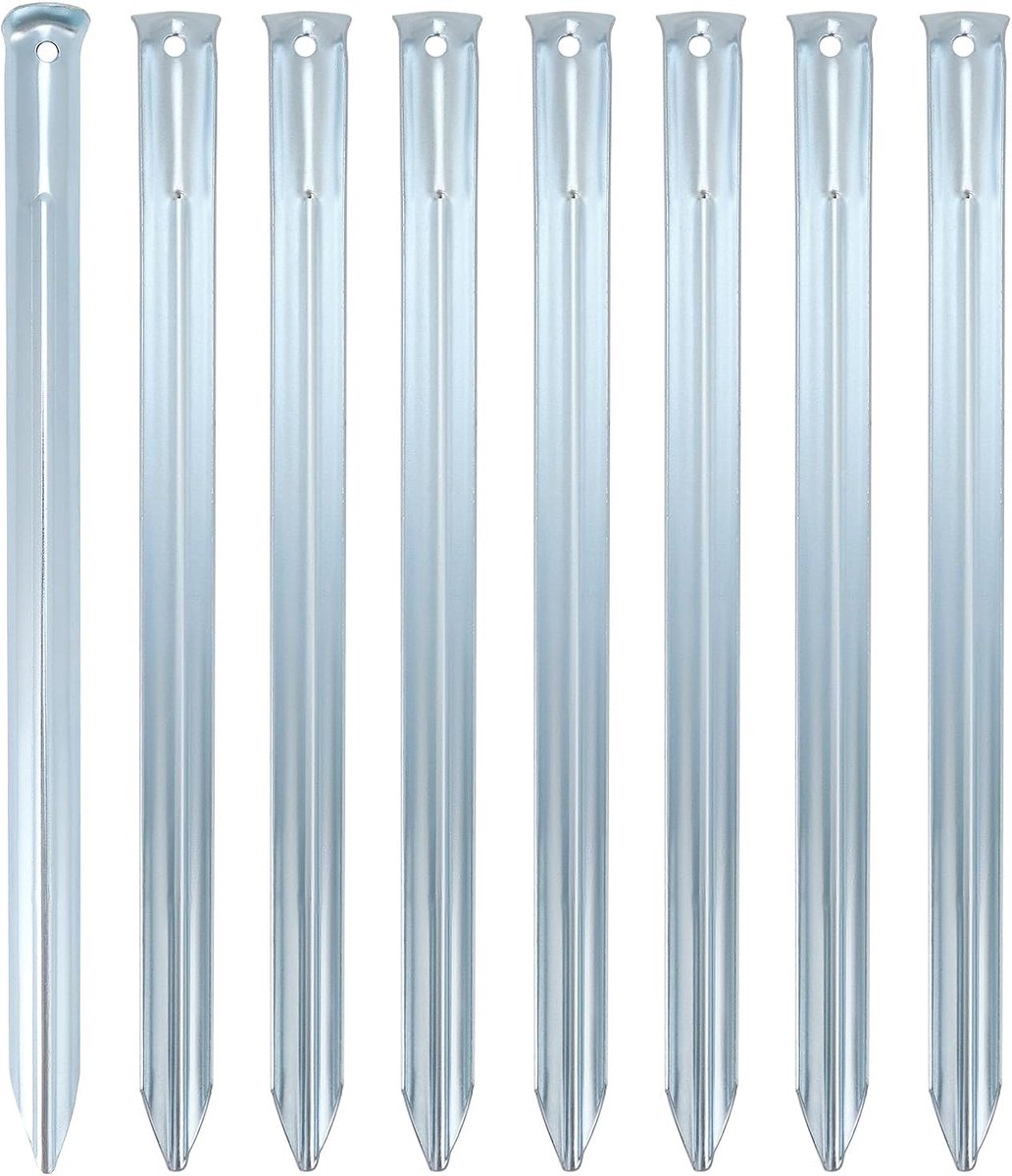 SnelShoppen - 8 Stuks Metalen Haringen 30 x 2 cm - Halfcirkelvormige Robuuste Haringen voor Kamperen en Buitengebruik - Ideaal voor Normale Grond - In
