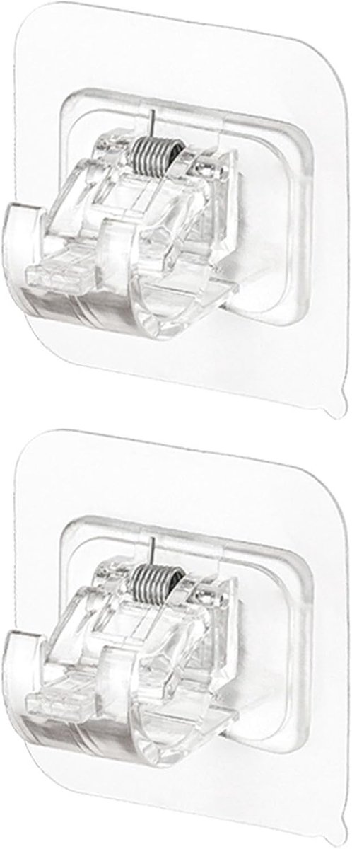 SnelShoppen - Gordijnroede Haak Bevestiging Zonder Boren, Eenvoudig Te Installeren voor Thuis, Transparant ABS, 1,5 x 2,3 x 6 cm, Voor Tegels, Hout, G