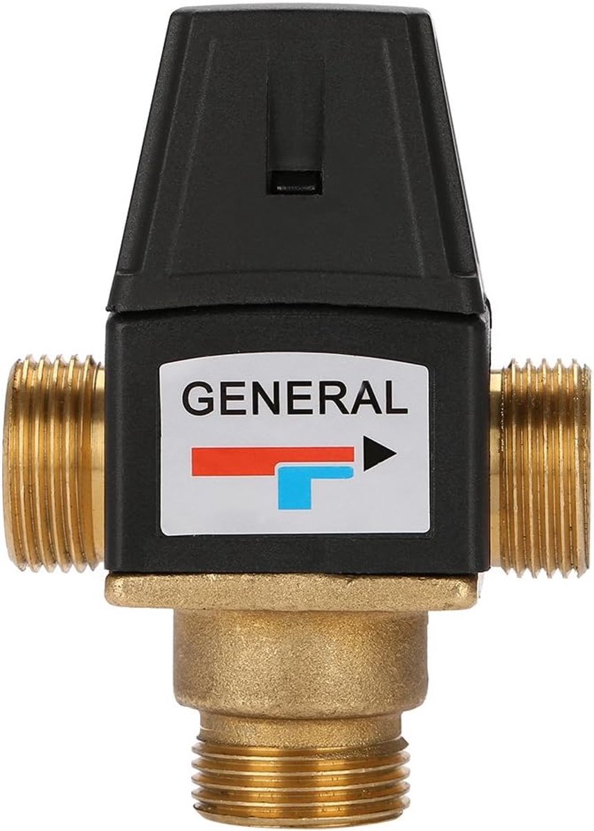 SnelShoppen - Thermostatische Mengkraan 3-Weg DN20 Messing Temperatuur Controle Mengkraan voor Zonneboiler, Hoogdoorstroom, Veiligheidsfunctie