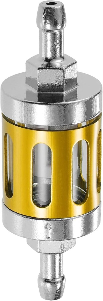 SnelShoppen - Universele Gas Inline Brandstoffilter Voor ATV Motorfiets Grasmaaier Tuingereedschap Aluminium Legering Goudkleur 1 Stuk