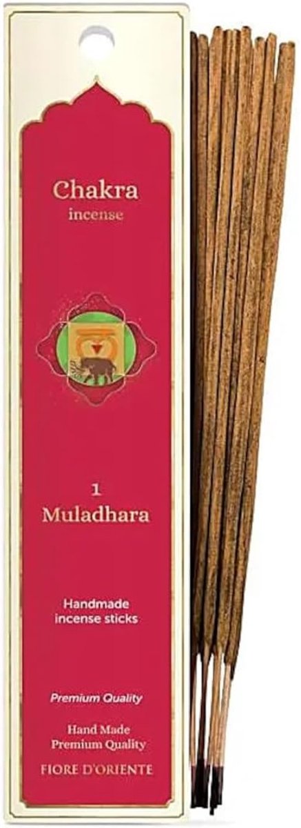 SnelShoppen - Fiore d'Oriente Chakra Stick Wierookstokjes 10 Stuks (Muladhara) - Aromatische Geuren voor Meditatie, Ontspanning en Thuisgebruik - 40g