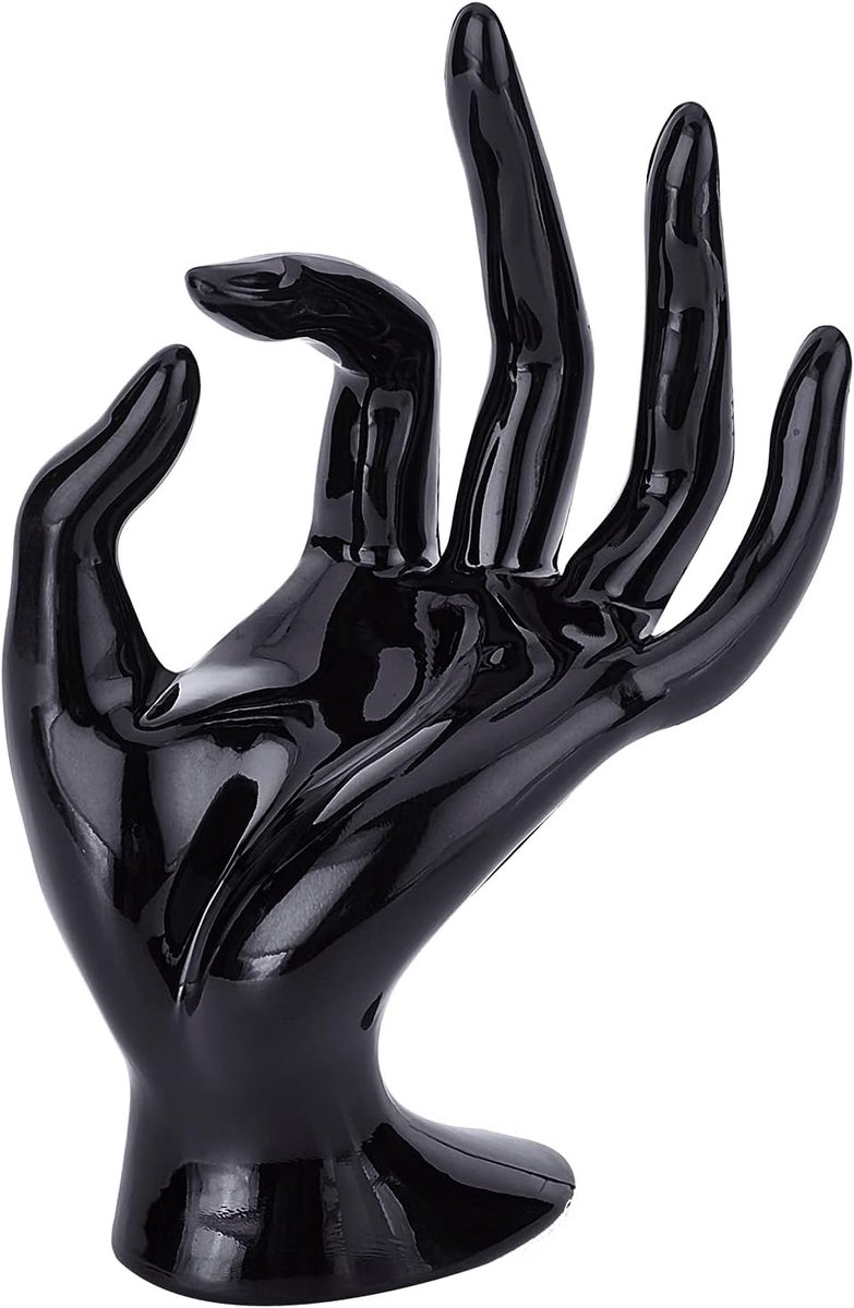 SnelShoppen - Zwarte Zilveren Sieradenhouder Armbandstandaard met Handvorm Mannequin voor Display, Opslag en Organisatie - Perfect voor Thuis, Feest e