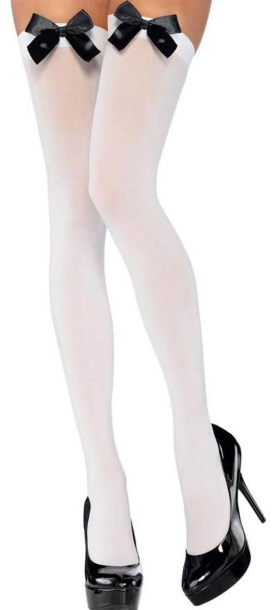 Zwarte Jarretelkousen met Strik - Elegant Lingerie in Lycra en Polyester - XS tot XL