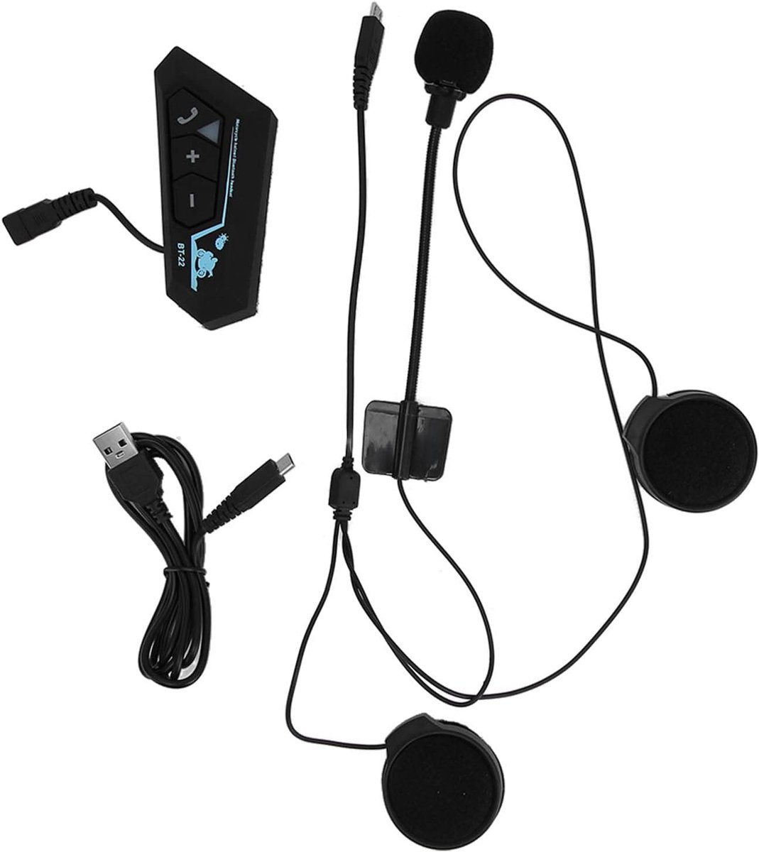 SnelShoppen - Motorhelm Bluetooth Headset BT22, Bluetooth 5.0 Ruisonderdrukking Draadloze Hoofdtelefoon, Automatische Oproepbeantwoording, Geschikt vo
