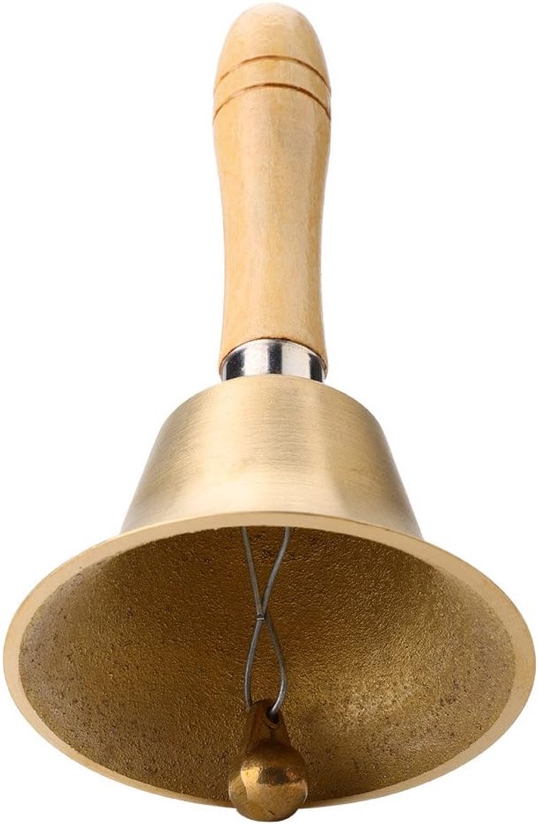 SnelShoppen - Handbel Metaal, Houten Handvat, Luide Duidelijke Geluid Bel voor Bruiloften, Feesten, Bestellingen, Spellen, 1 Stuk