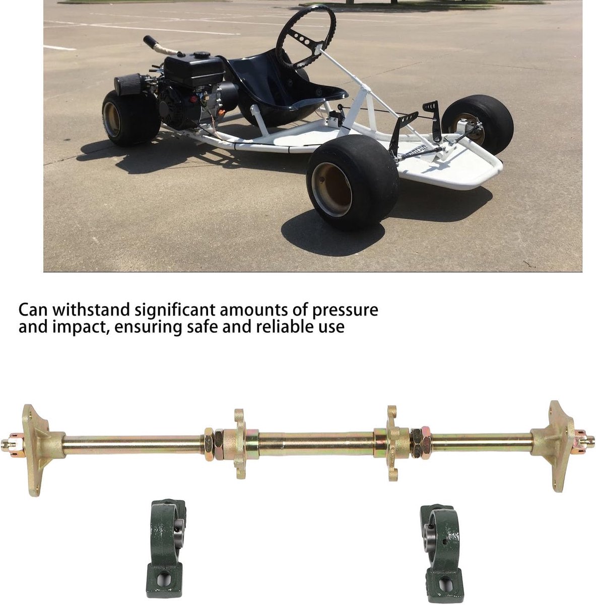 SnelShoppen - Go Kart Achteras Kit - 24 Inch As, Ideaal voor Go Karts, ATVs, 4x4s, Drift Trikes, Robuuste Constructie, Compleet Doe-Het-Zelf Kit