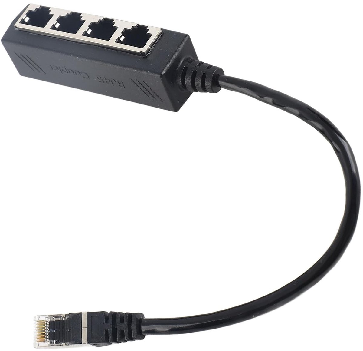 SnelShoppen - Ethernet Kabel Splitter Adapter 1 naar 4 Poorten, RJ45 Netwerk Kabel Adapter CAT7 voor Thuis en Kantoor, Goudgeplated
