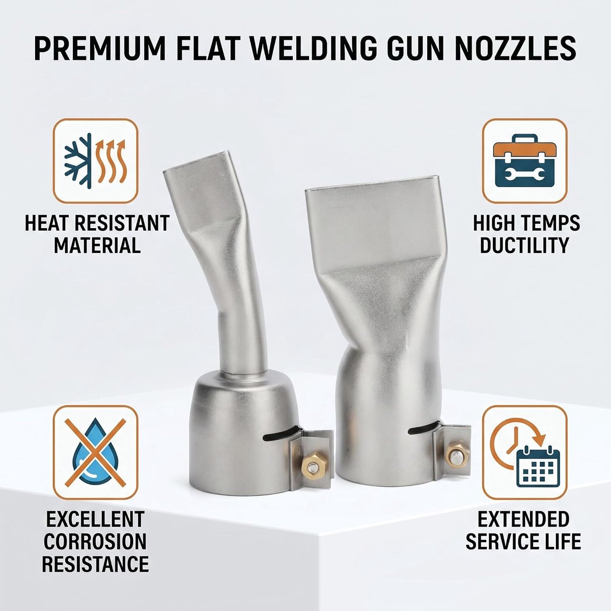 SnelShoppen - Laspistool Mondstuk 2 Stuks RVS Heet Luchtpistool Nozzle Platte Mondstuk 20mm Klein + 40mm Groot voor Lassen PP PVC Kunststof Blad