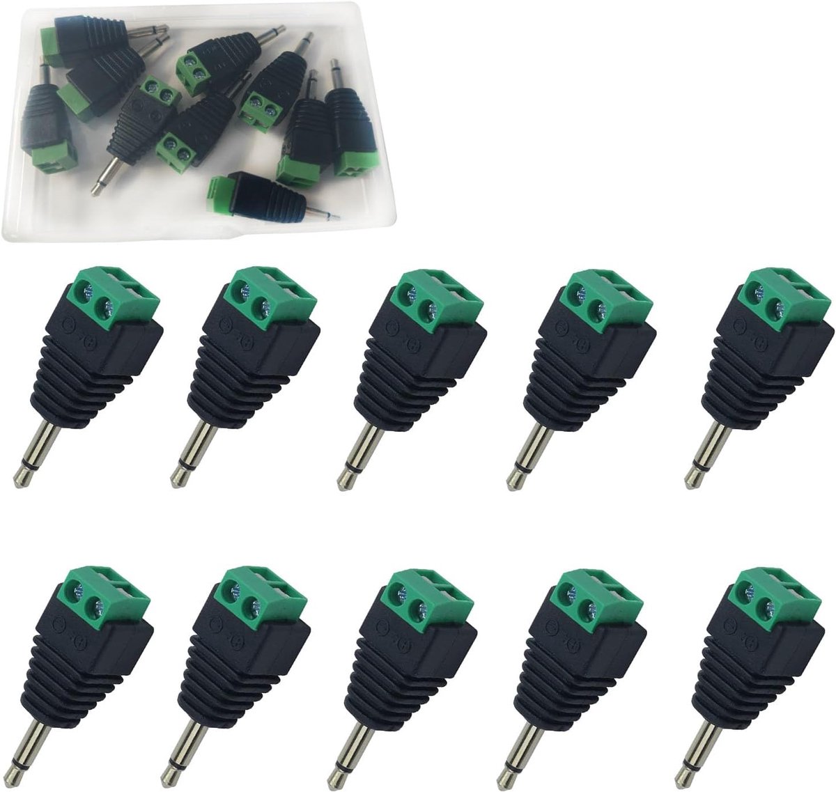 SnelShoppen - 10x 3.5mm Jack Plug Mono Audio Plug met 2 Pin Schroefterminals - Solder Loos - Voor Microfoon en Hoofdtelefoon - Betrouwbare Verbinding