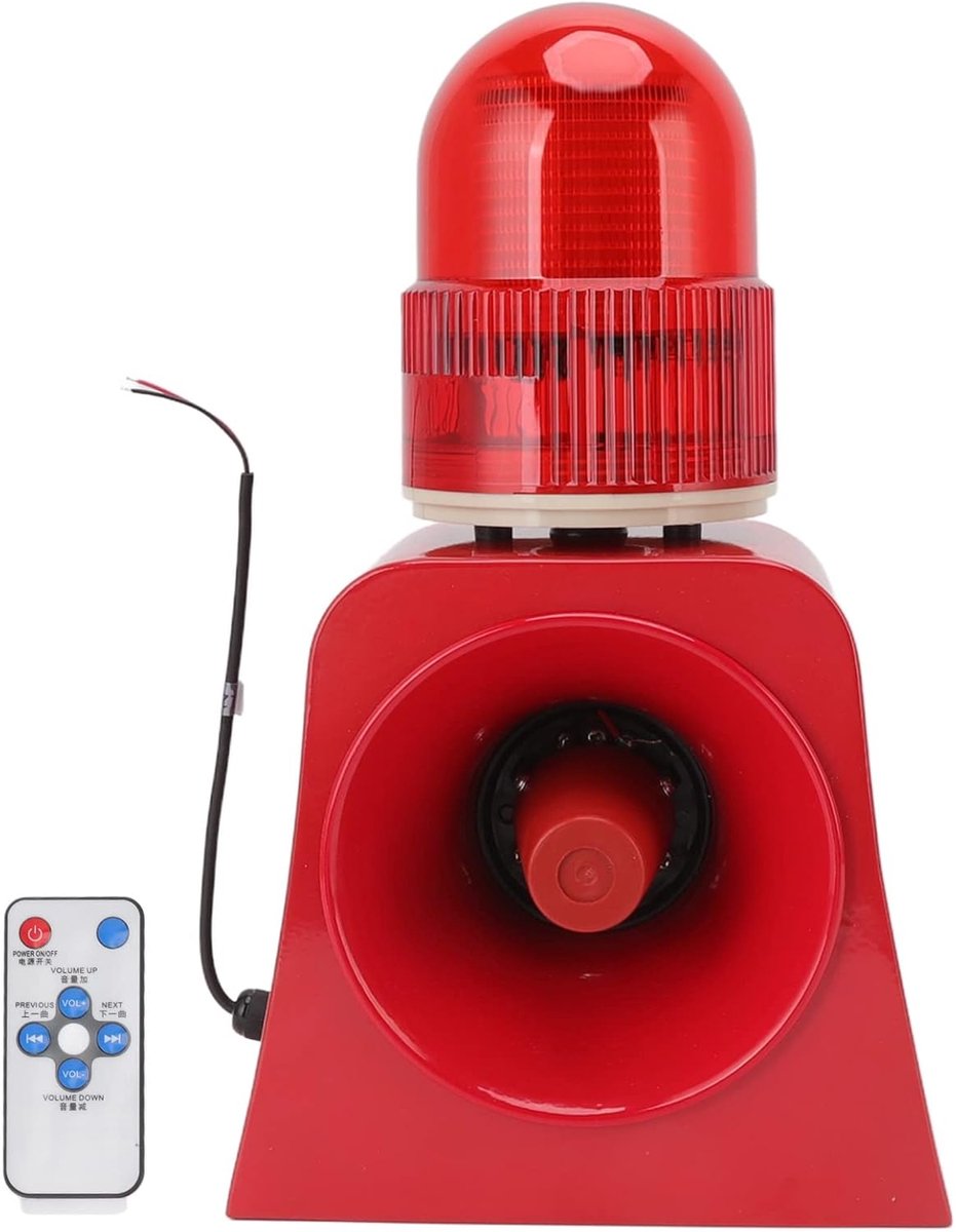 SnelShoppen - Industriële Geluid en Licht Alarm, Draadloze Afstandsbediening Buiten LED Waarschuwingslicht Hoorn Sirene Alarm 120dB Aanpasbare Stem No