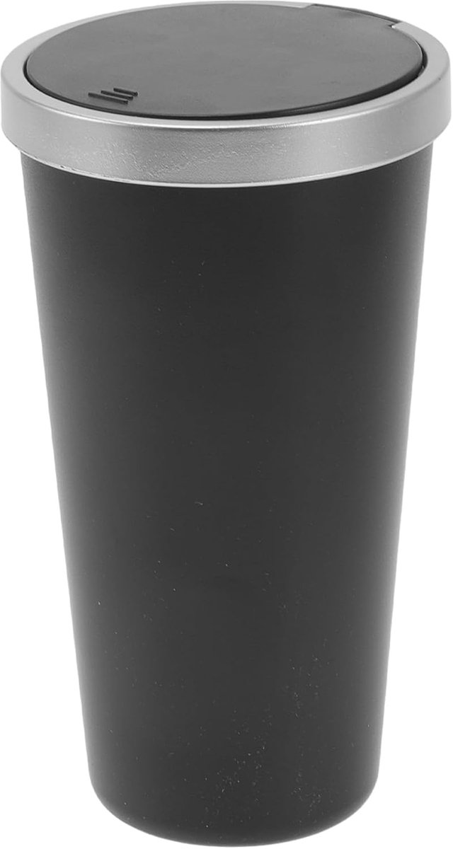 SnelShoppen - Draagbare Auto Prullenbak 3.5" Breed 6.3" Hoog Zilverkleurig ABS Universeel voor Auto, Camper, Boot, Geurafsluitend deksel voor Frisheid