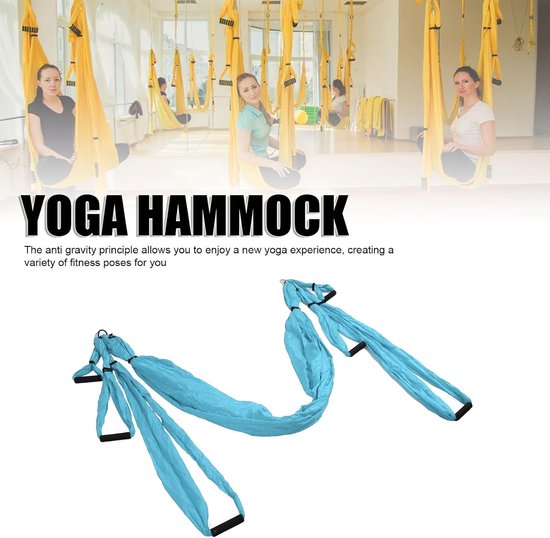Air Yoga Hammock Swing Set with Storage Bag, Carabiner Hooks, Starter Set for All Levels, Harness (Lake Blue) - ShopVlot — afbeelding 3