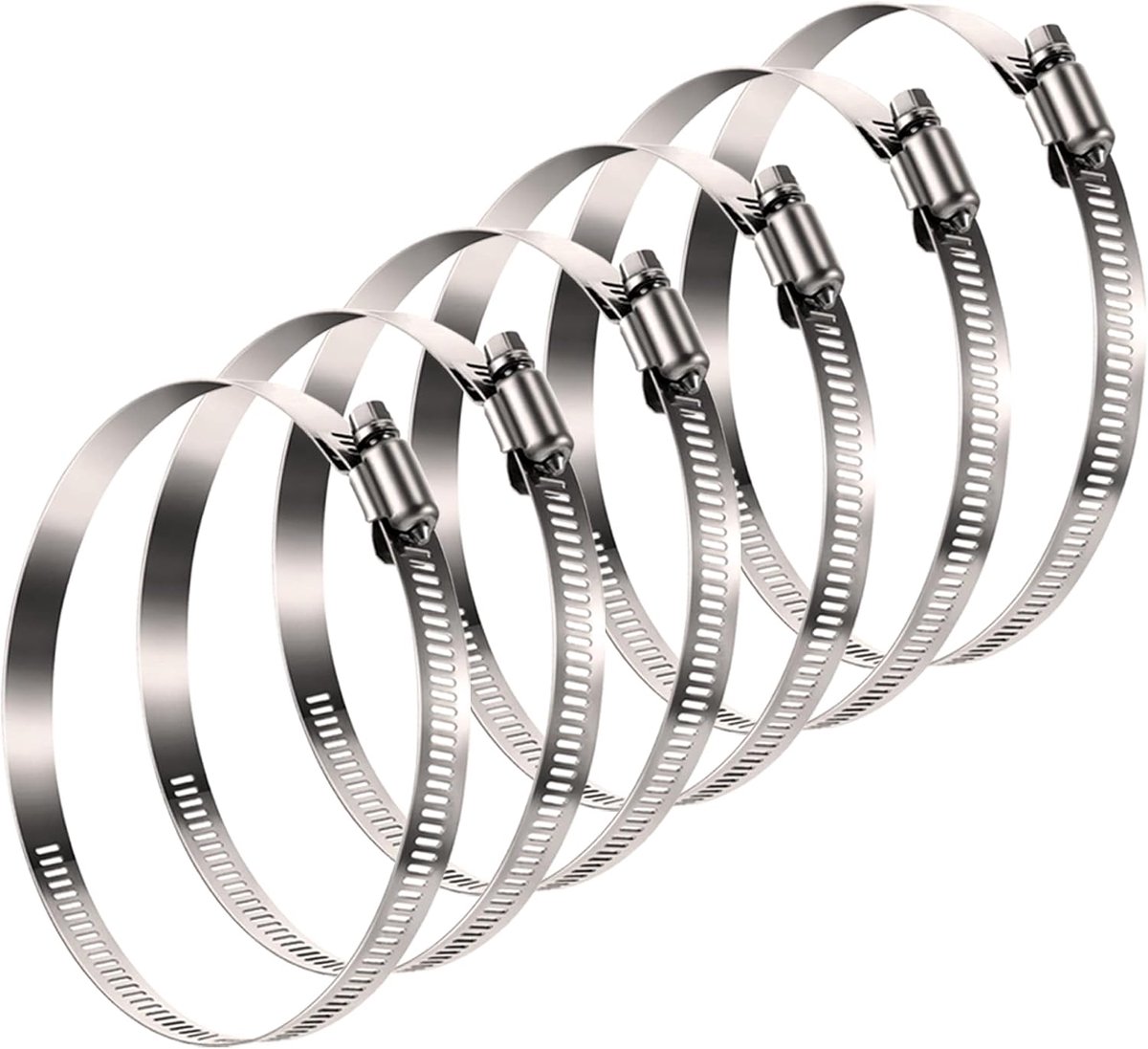 SnelShoppen - Rvs Slangklemmen Ø 91-114mm voor Flexibele Luchtventilator Wasdroger Kanaal 4 Inch HVAC Ventilatie Afzuigventilator Slangklemmen 6 Stuks