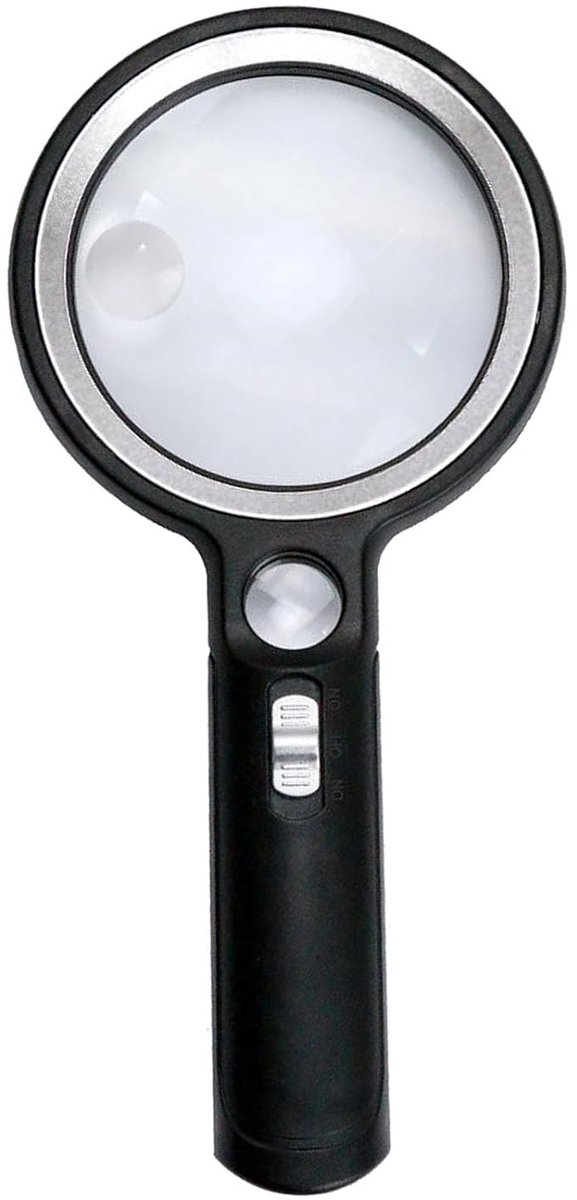 SnelShoppen - Vergrotende Loupe 5x Draagbare Handheld Vergrootglas met 12 LED Verlichting voor Ouderen, Lezen, Inspectie van Munten en Sieraden (Zwart