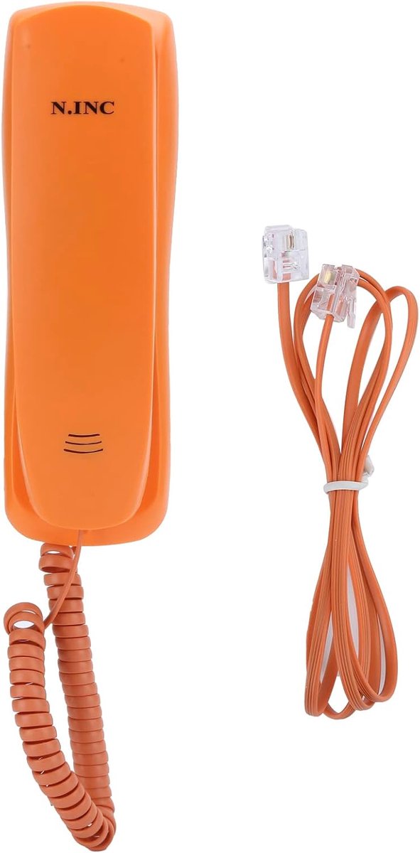 SnelShoppen - Bureautelefoon Oranje - Bekabelde Telefoon voor Thuis en Kantoor - Lichtgewicht en Duurzaam ABS - Eenvoudig Gebruik voor Ouderen - Retro