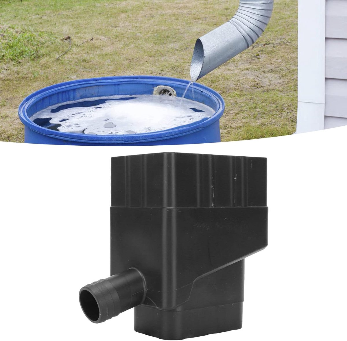 SnelShoppen - Waterafvoer Systeem 40 Inch Herbruikbaar Rechthoekig Regenwateropvangsysteem voor Tuinbesproeiing (Zwart)