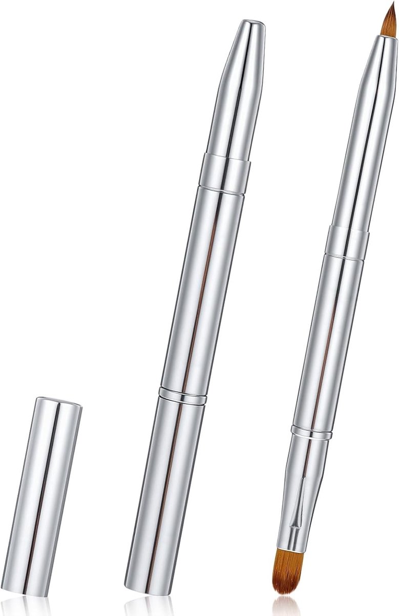 Intrekbare Lippenborstel - Make-up Applicator - Precisie Make-up - Dubbelzijdig Ontwerp - 2 Stuks - Zilver