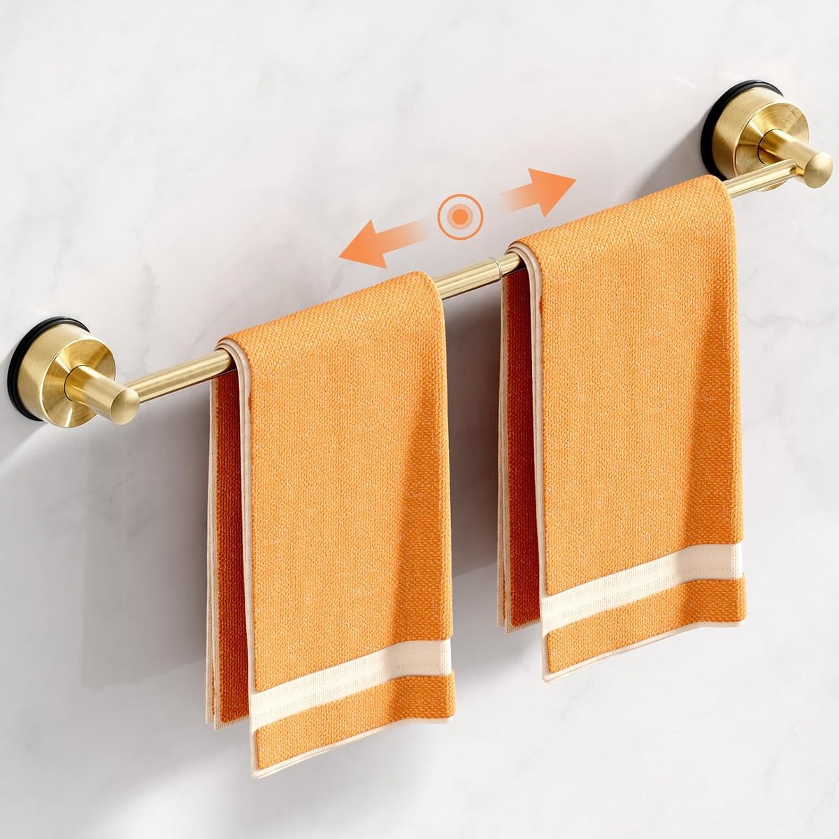 Handdoekstang - Uitschuifbaar RVS handdoekrek met zuignap - Zonder boren - Voor badkamer, douche, glazen deur en tegelwand - 1 stuk - 28,7-56,3 cm - Goud
