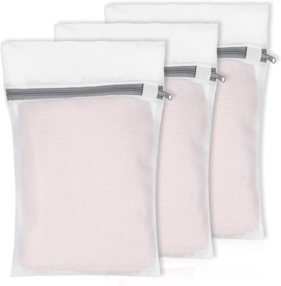 3x Mesh Waszakken 30x40cm voor Wasmachine, Wasnet met Rits, Ideaal voor Kleding en Delicate Stoffen