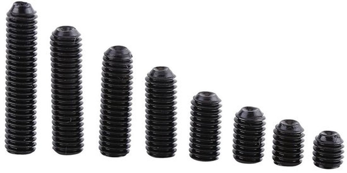 Assortiment van 200 M3 Zeskant Schroeven in Zwart Koolstofstaal, Sterkte 12.9, 3-14mm