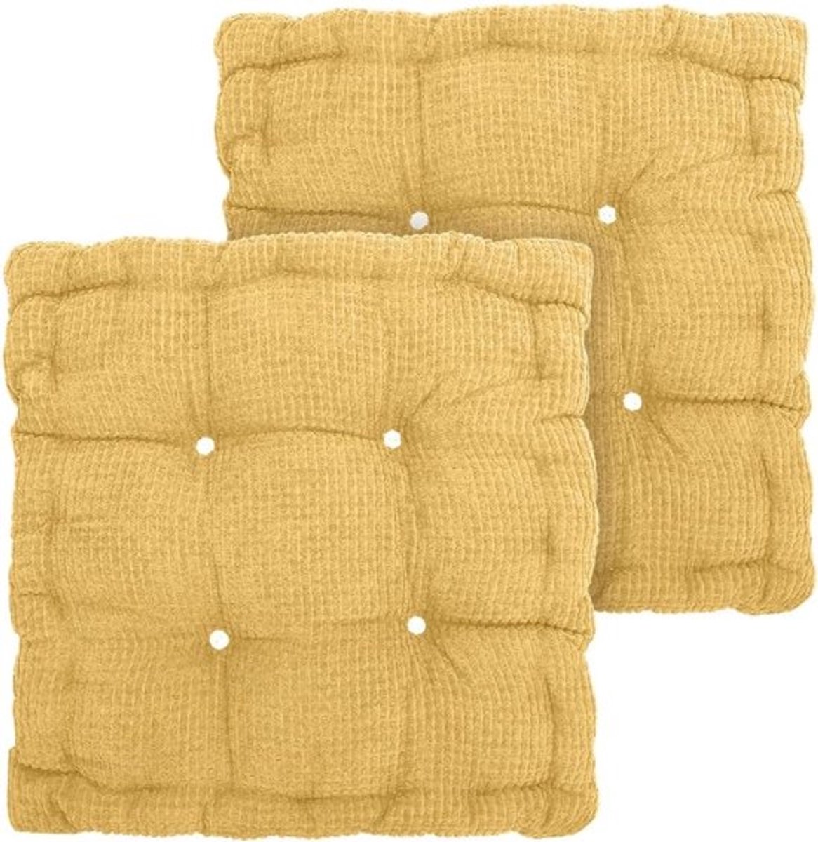 Set van 2 Dikke Tuinkussens 40 x 40 cm voor Binnen en Buiten - Comfortabele Zitting, Waterdicht en Duurzaam Geel