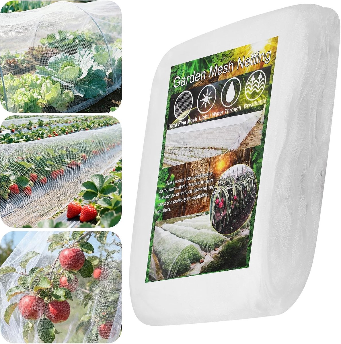 Insectennet - 2,5 x 10 m - Bescherming voor Groenten, Fruit en Bloemen - Voor in de Broeikas