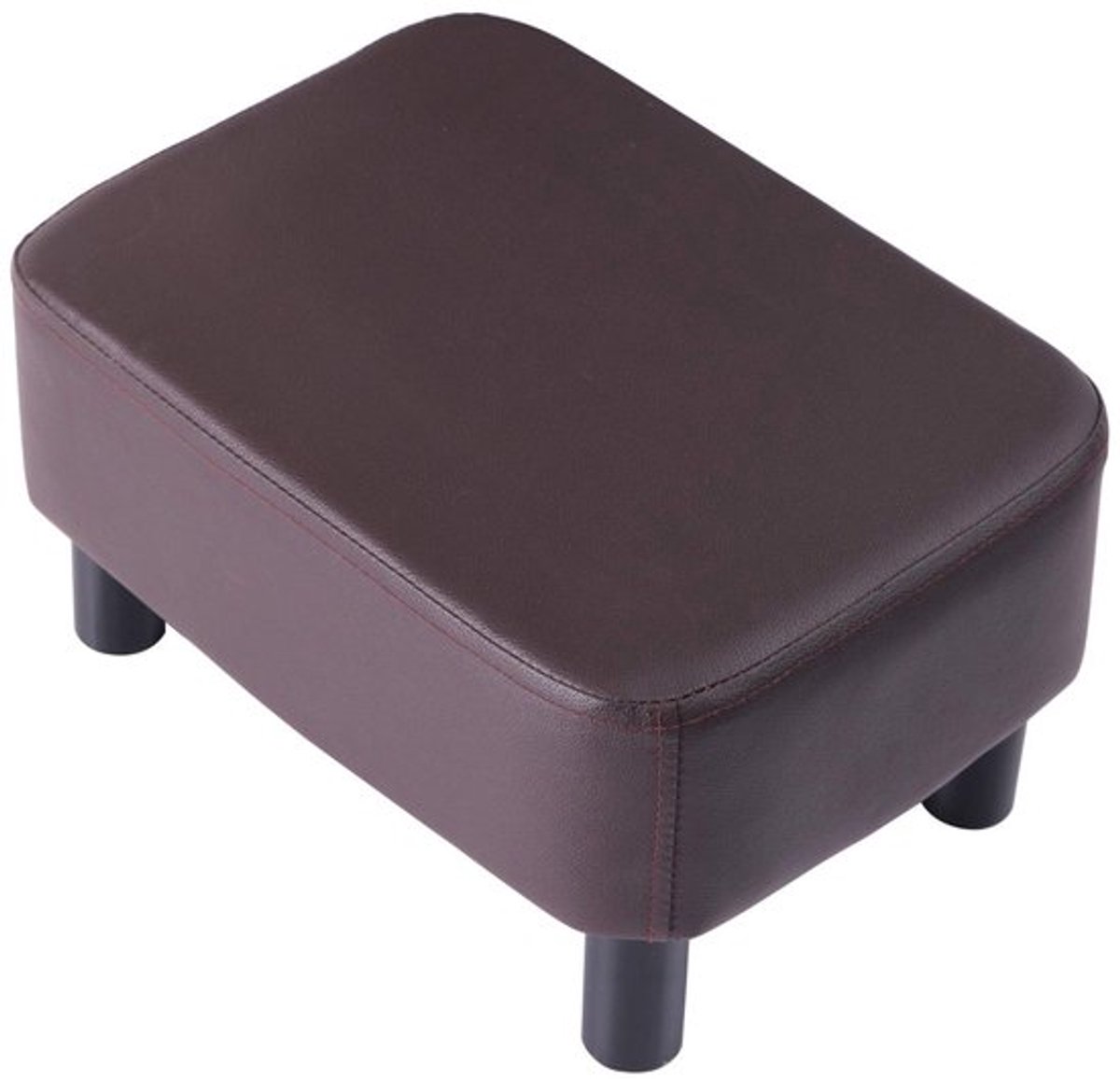 Voetenbank 42 cm - Moderne Poef - Houten Poten - Waterdicht PU-leer - Antislip Voetpad - Gewatteerde Zitting