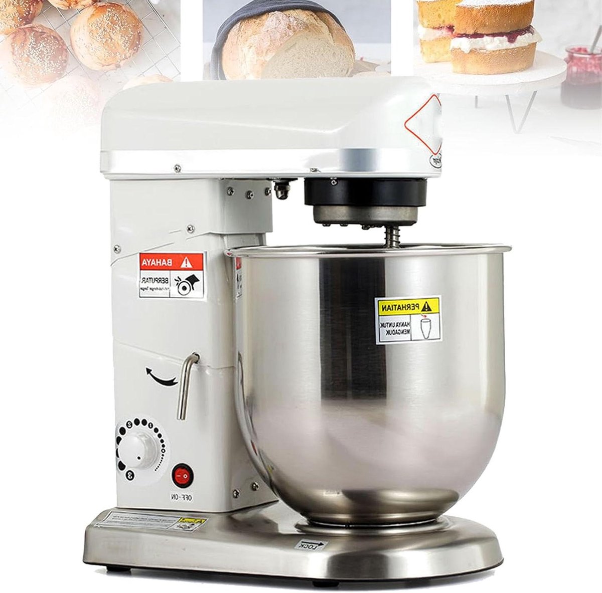 Deegmixer Staande Mixer - Keukenmachine Kneedmachine - Bakken en Koken - Krachtige 500W Motor - 10 Liter Kom - Zilver