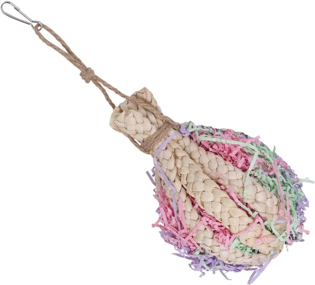 Vogelspeelgoed Papegaai - Kauwspeeltje Hanger - Vogel Verrijking - Natuurlijk Materiaal - 125 Grams - Multicolor