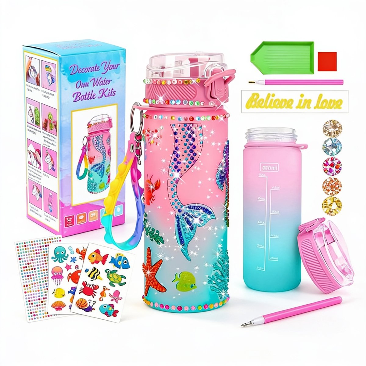 Zeemeermin Gift voor Meisjes - Knutselset met Waterfles en Stickers