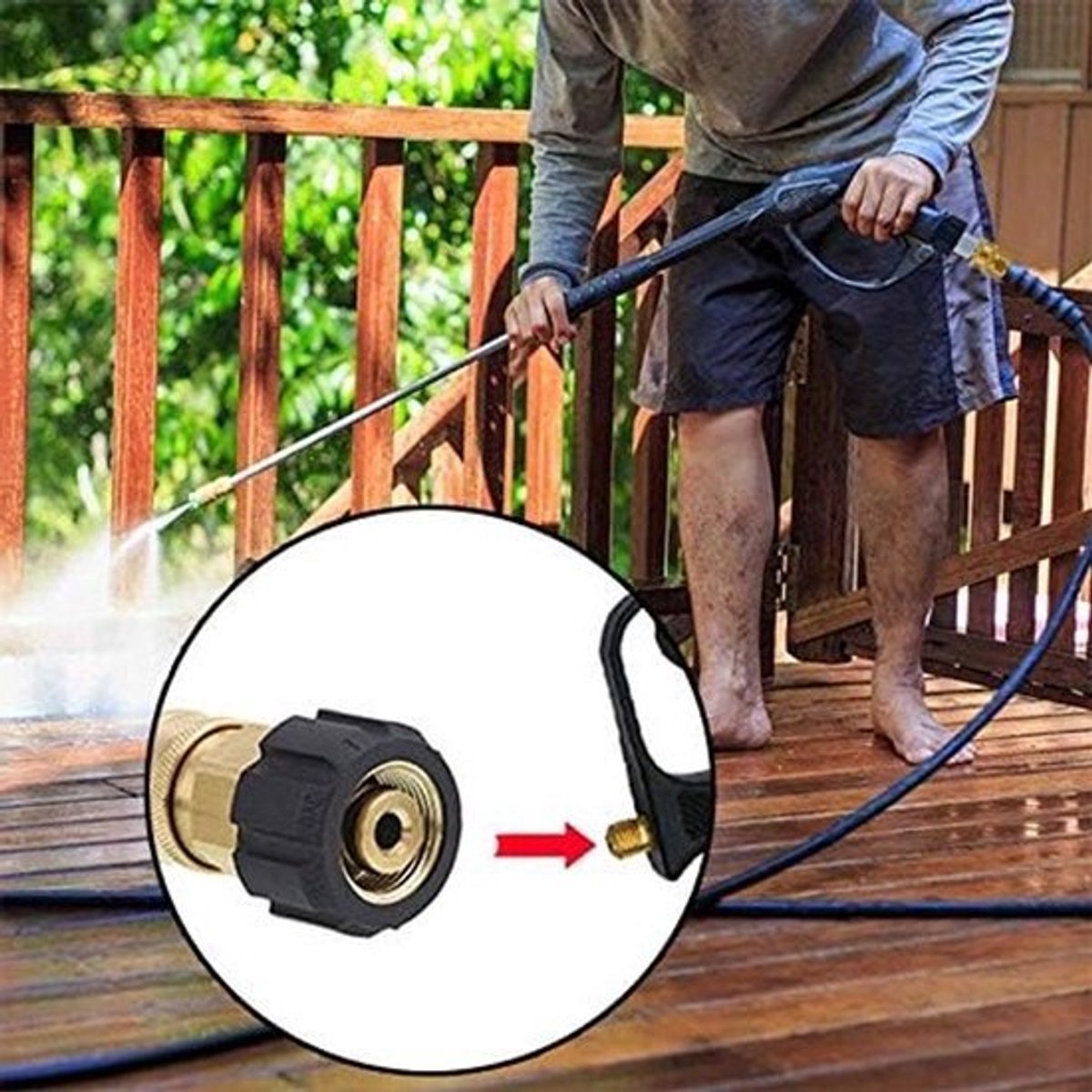 Hoge Drukreiniger Adapter met Snelle Aansluiting en Snelle Ontkoppeling voor M22 Lansen en Accessoires