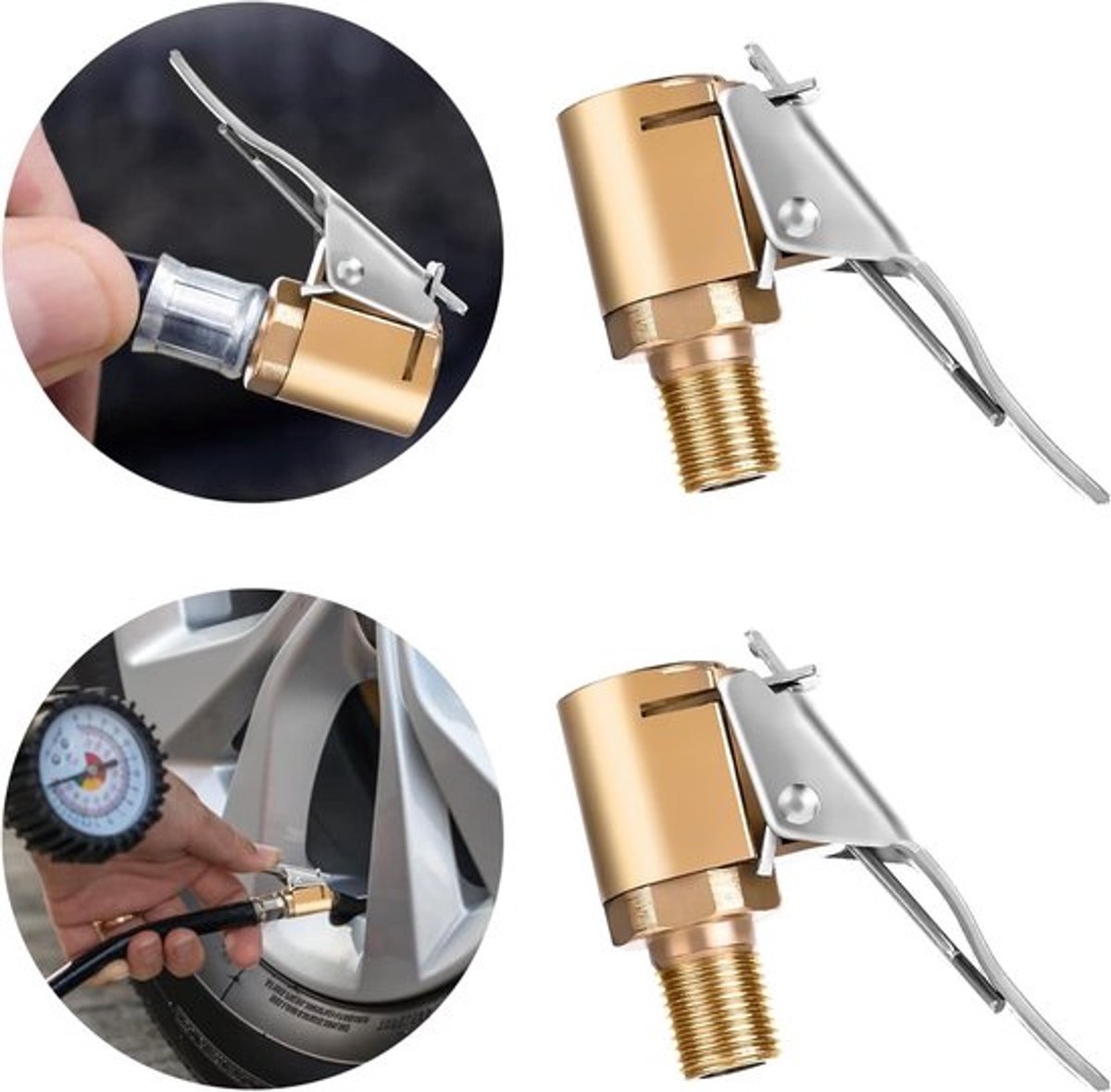 Zware Messing Vergrendelings-Inflator-Adapter, 2 Stuks Luchtschroeven met Clip, Geen Lekkage, Voor Auto en Fiets