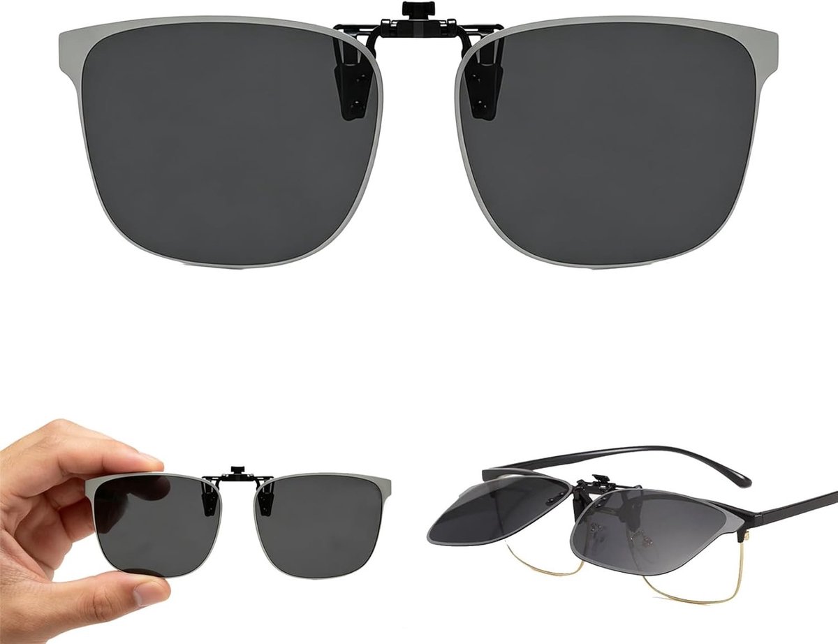 Opvouwbare gepolariseerde zonnebrilclip - UV400 bescherming, lichtgewicht en anti-glare, perfect voor autorijden, buitenactiviteiten en dagelijks gebruik