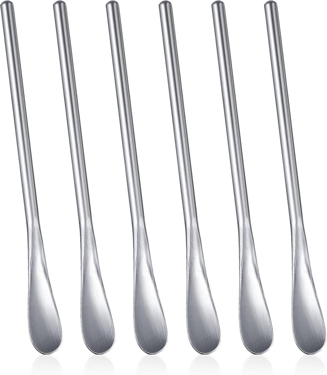 Set van 6 Kleine RVS Espresso Lepels - Mini Koffielepels van 13 cm met Lange Handgreep voor Koffie, Bar en Feestjes