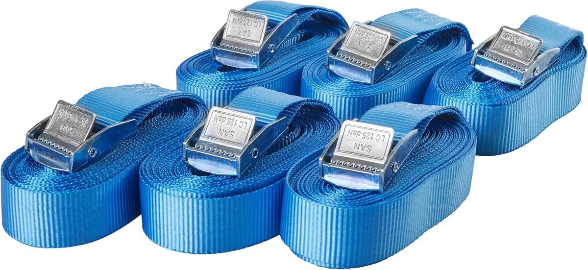 Spanbanden - Blauw - 3 m - Eendelige Bevestigingsriem met Klemsluiting - Voor Lading en Transportbeveiliging